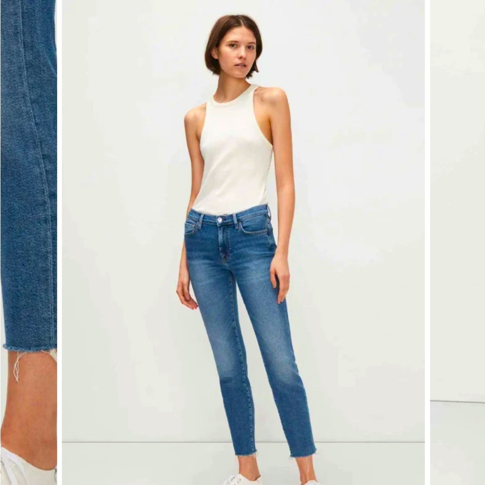 7 FOR ALL MANKIND| Frayed-Hem Ankle Skinny Jeans